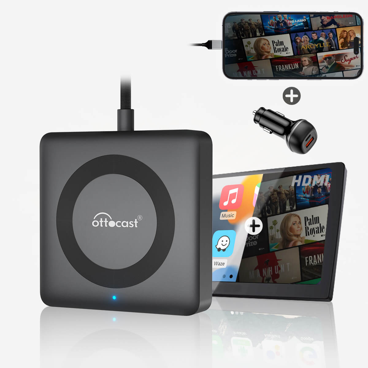 Car TV Mate Pro – محول وسائط متعددة عبر HDMI و CarPlay لاسلكي