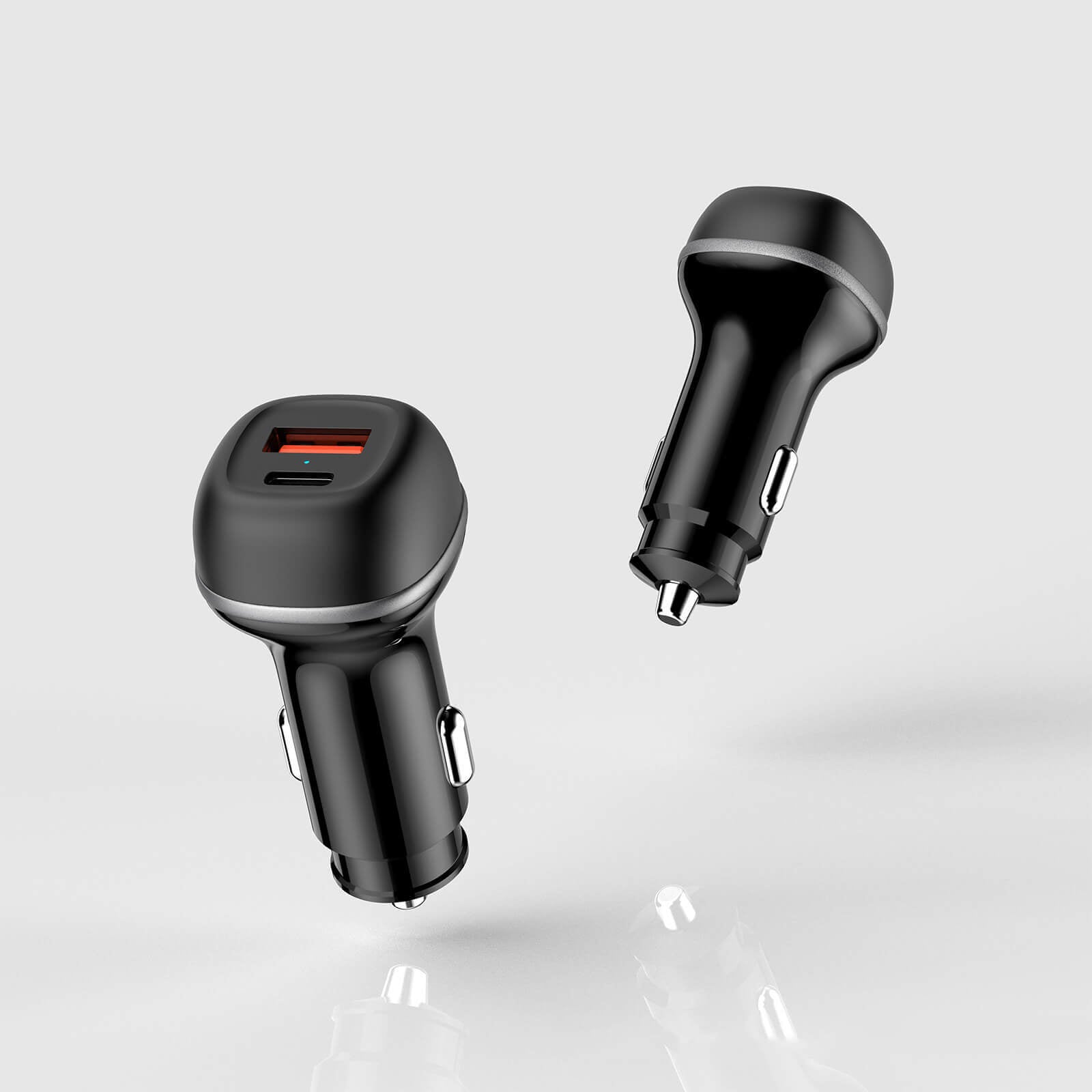 شاحن سيارة سريع بمنفذي USB-C و USB-A