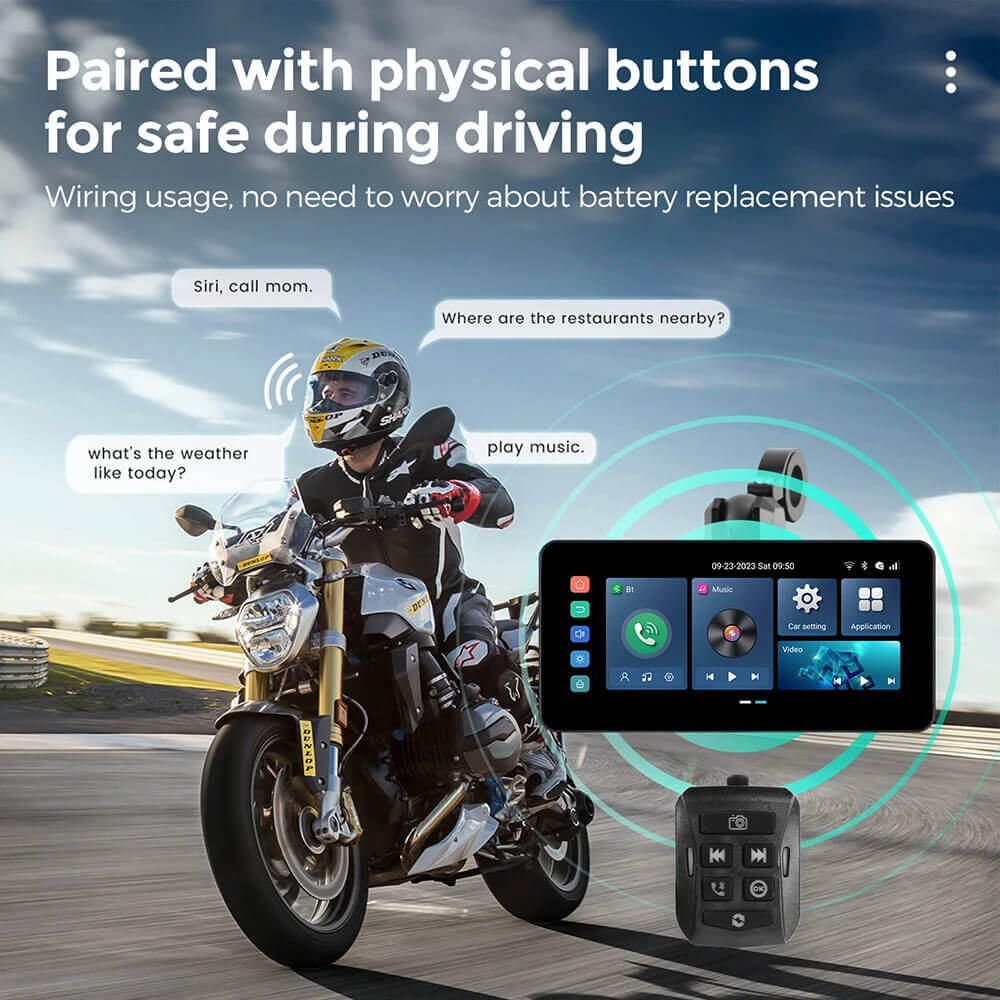 CarPlay Lite C5 Ultra – شاشة دراجة نارية بنظام Android 12 مع GPS وكاميرا DVR