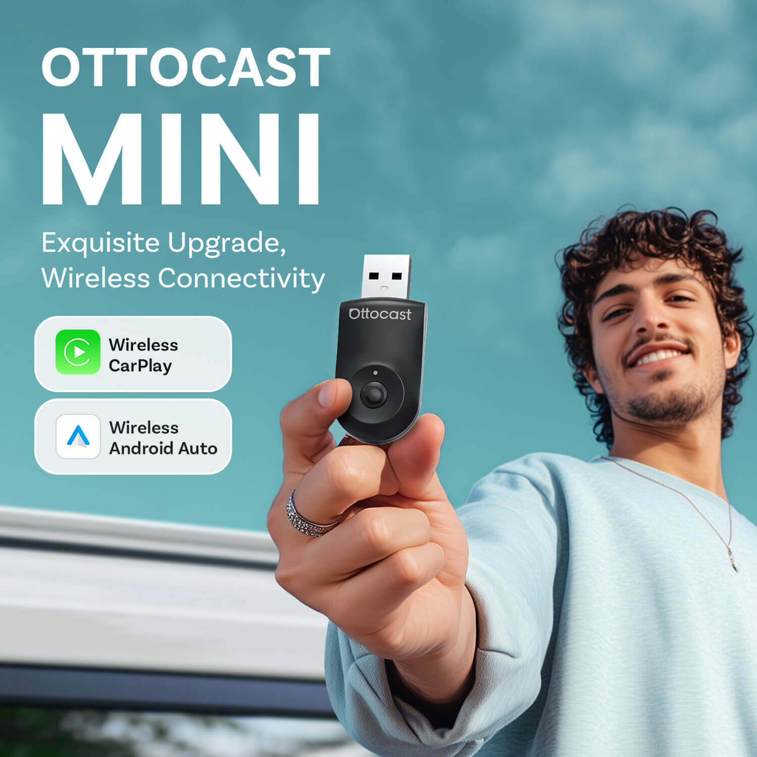 (سعر حصري) محول Mini لاسلكي 2 في 1 لـ CarPlay و Android Auto