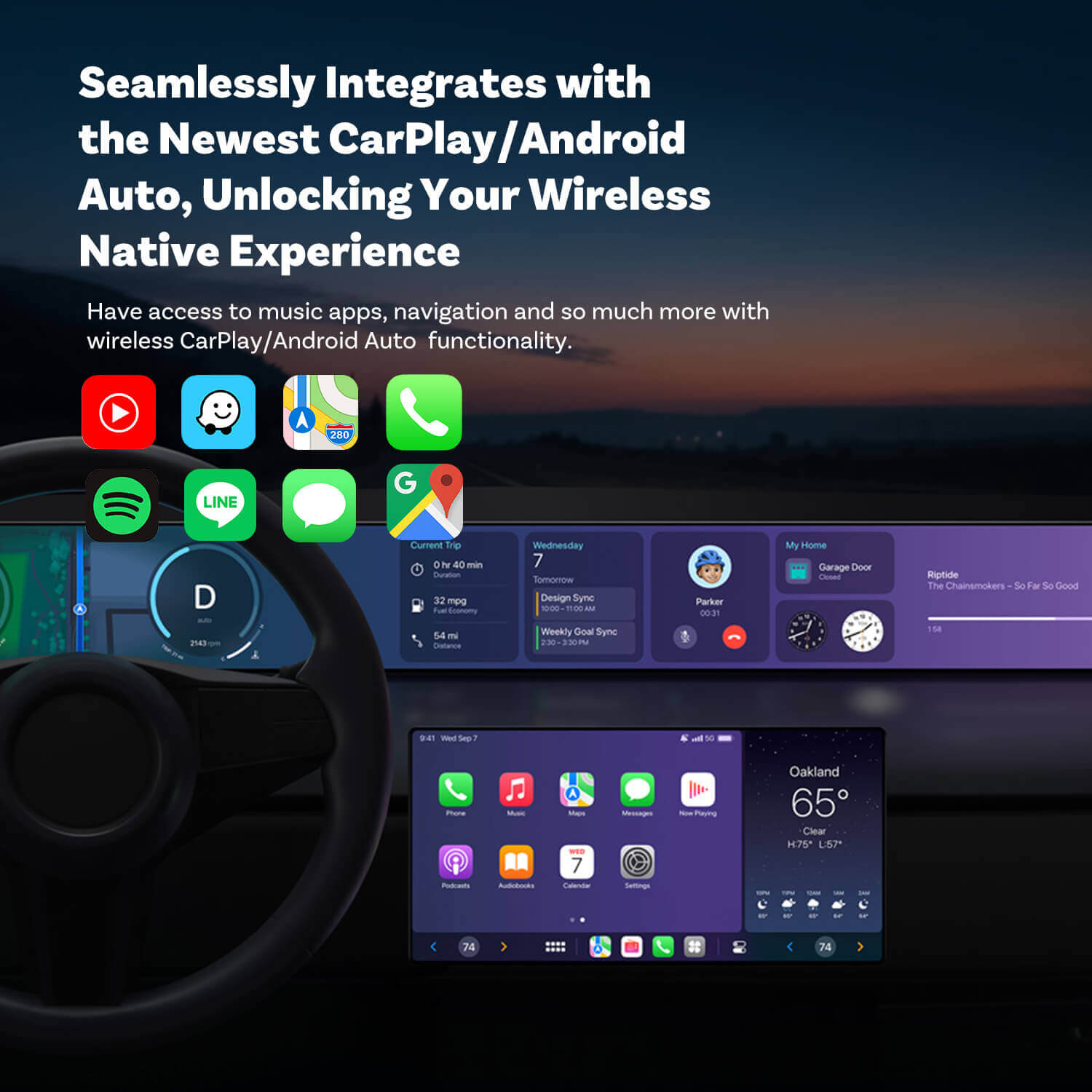 (سعر حصري) محول Mini لاسلكي 2 في 1 لـ CarPlay و Android Auto