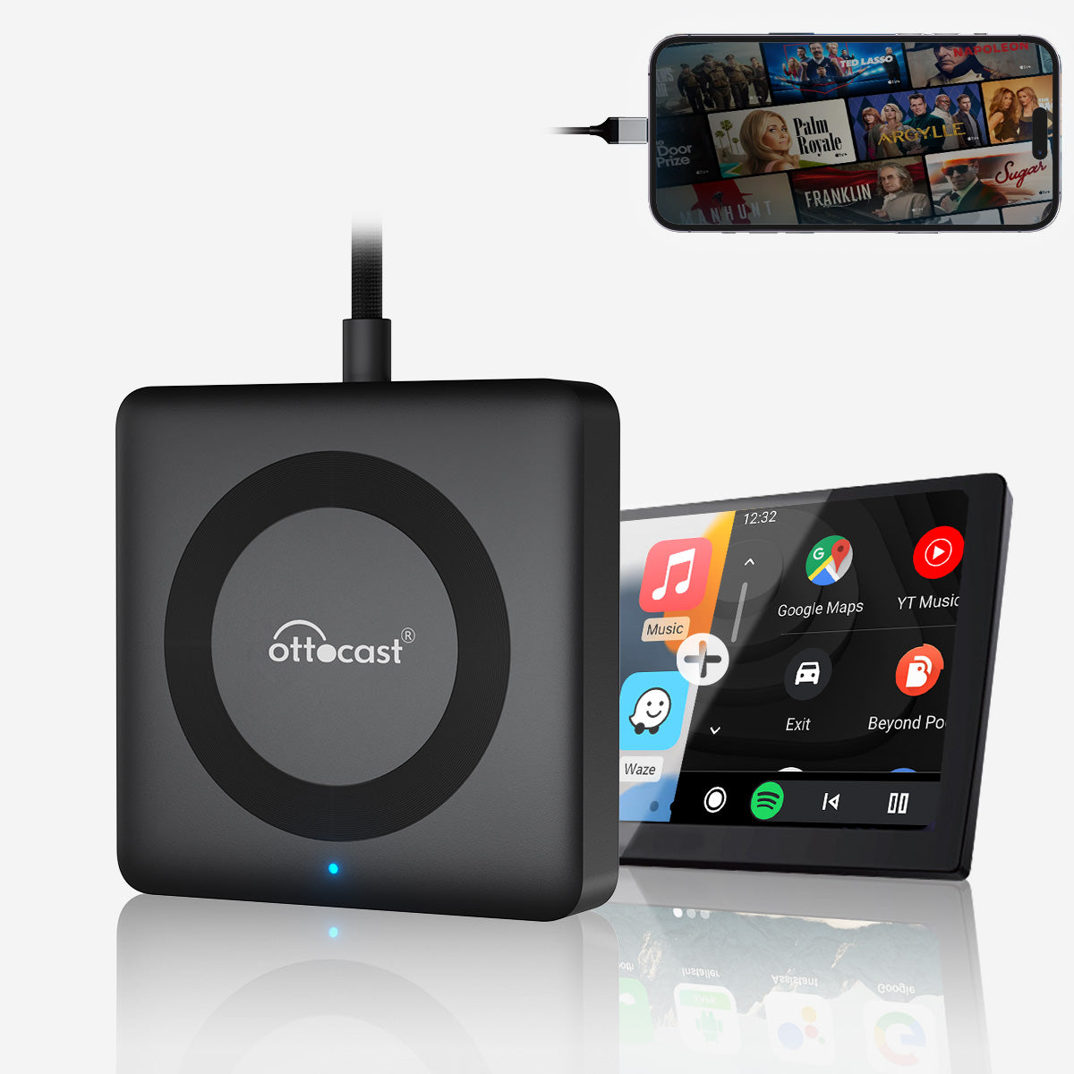 Car TV Mate Max – نظام CarPlay و Android Auto لاسلكي مع وسائط متعددة عبر HDMI