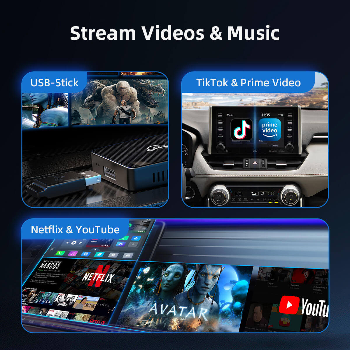 محول Play2Video Pro اللاسلكي لكار بلاي/أندرويد أوتو، يدعم يوتيوب ونتفليكس (عرض اليوم الخاص بخصم 40%)