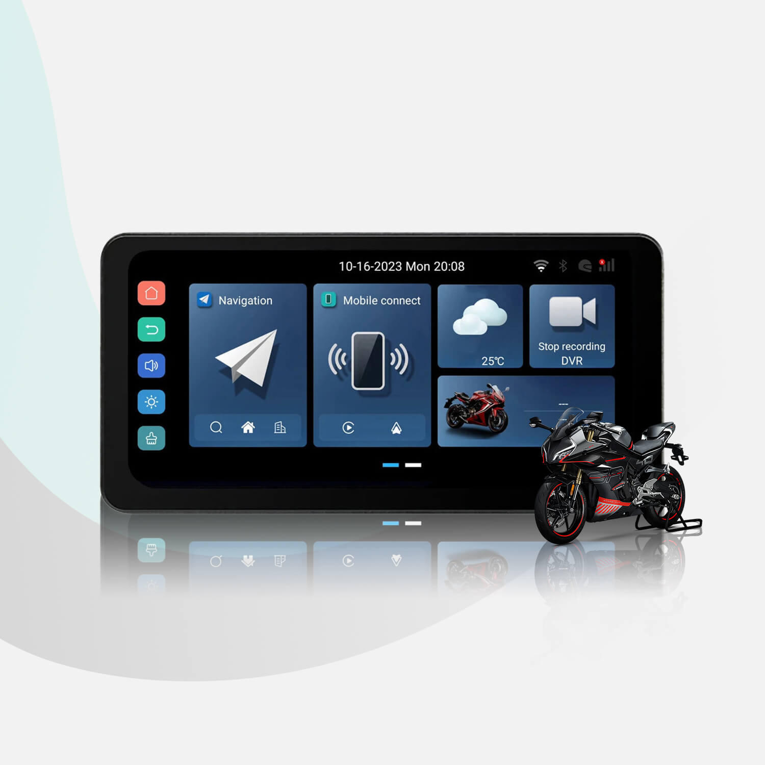 CarPlay Lite C5 Ultra – شاشة دراجة نارية بنظام Android 12 مع GPS وكاميرا DVR