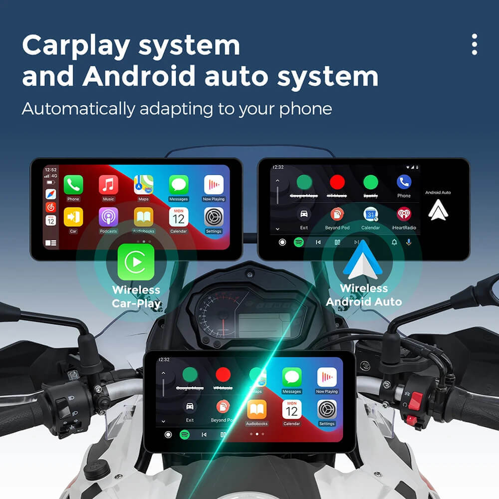 CarPlay Lite C5 Ultra – شاشة دراجة نارية بنظام Android 12 مع GPS وكاميرا DVR
